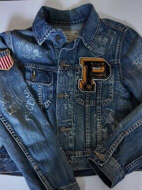 Polo Ralph Lauren Boys Tiger Patch Distressed Denim Jacket